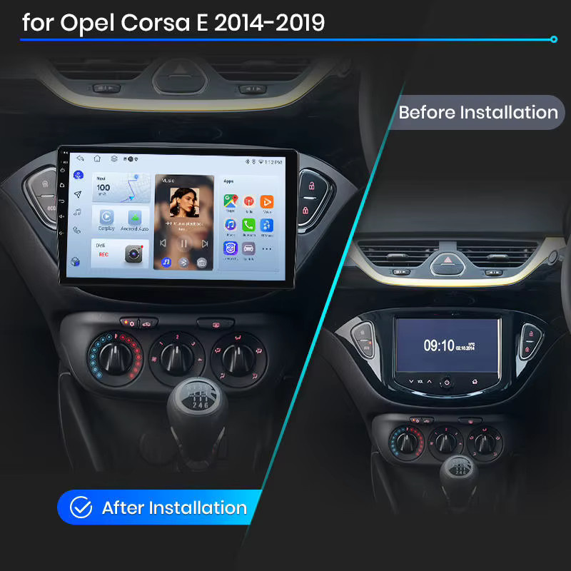 Junsun Autoradio Stereoanlage mit GPS-Navigation und 9,0 Zoll Touchscreen für Opel Adam 2013-2016 und Corsa E 2015-2019 in Schwarz - Bild 2