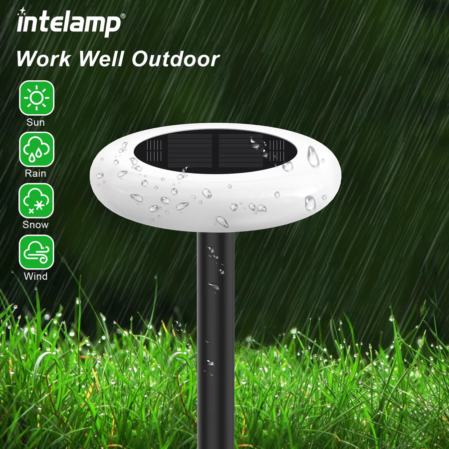 2er Packung intelamp Solarleuchten für den Außenbereich mit Fernbedienung, RGB Multicolour, IP65 wasserdicht, Schwarz - Bild 4