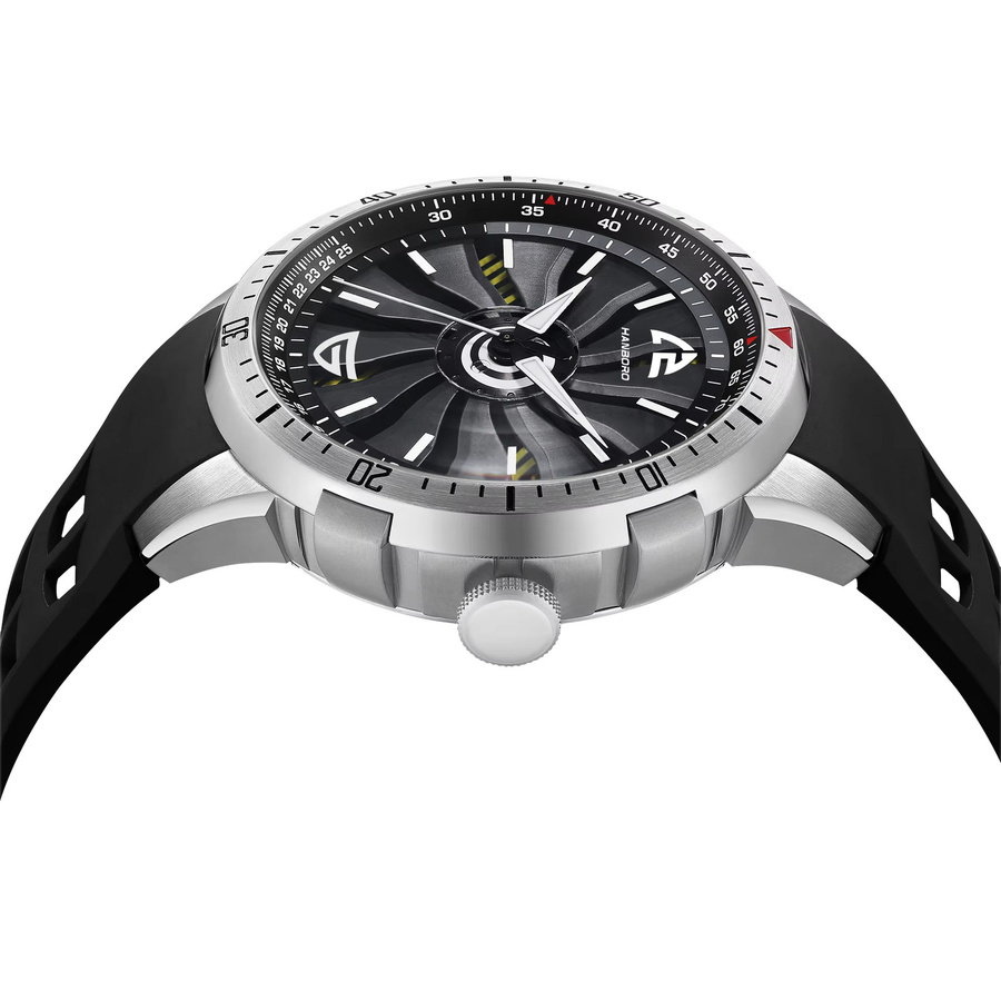 HANBORO Armbanduhr, Automatik, Edelstahl, Silikon, Schwarz, Herren - Bild 2