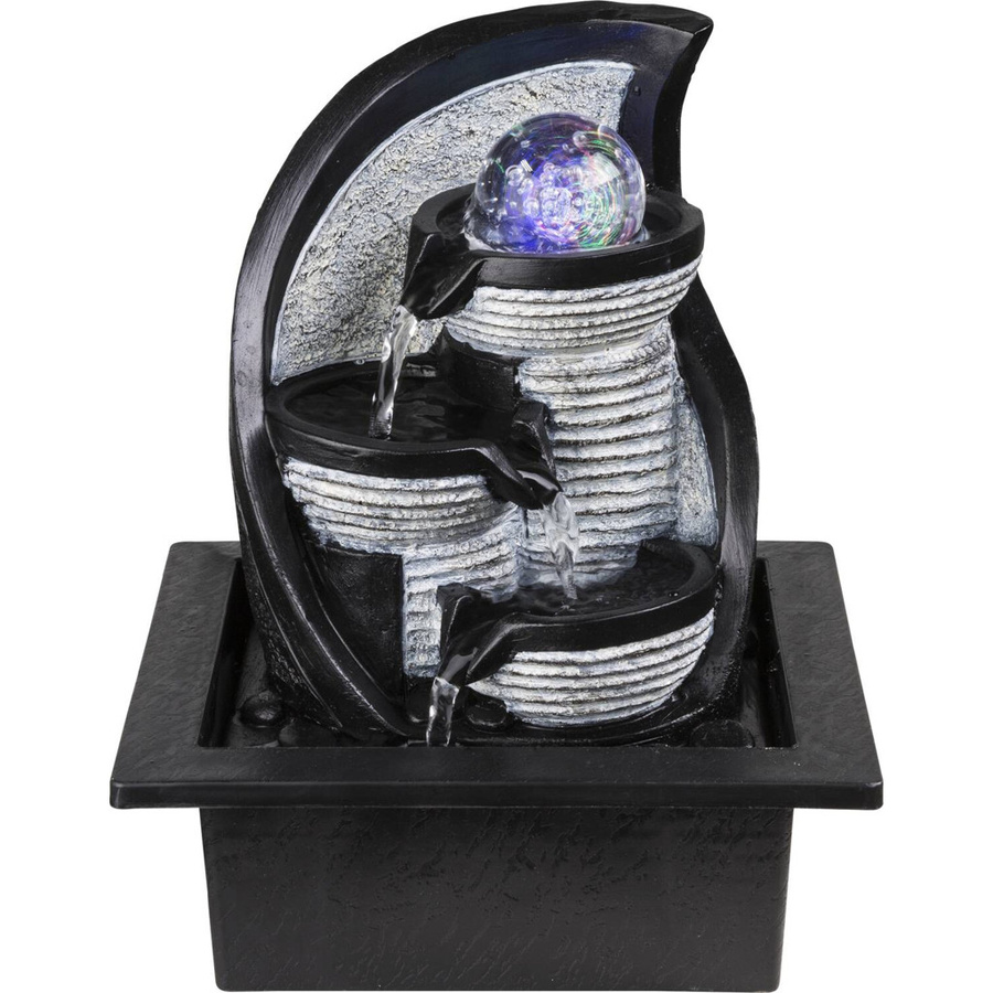 Globo LED-Zimmerbrunnen Albert Kugel in Grau aus Kunststoff, B/H/T: 18 x 26 x 17,5 cm - Bild 2