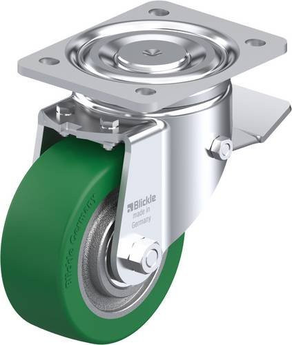 Blickle Lenkrolle LH-GST 127K-ST mit Feststeller in Grün und Silber, Rad-Durchmesser: 125 mm, Tragfähigkeit: 450 kg - Bild 1