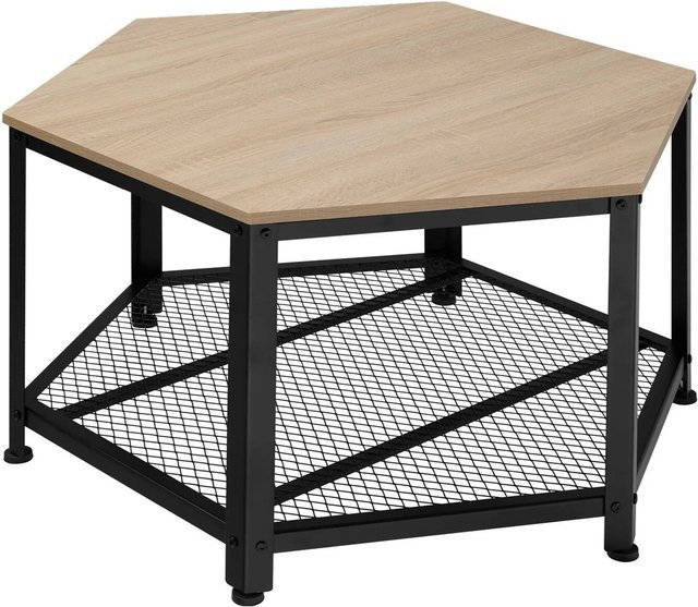 tectake Couchtisch im Industrial Style mit Gitterablage, sechseckig, B/T/H: 86,5 x 75 x 46,5 cm - Bild 2
