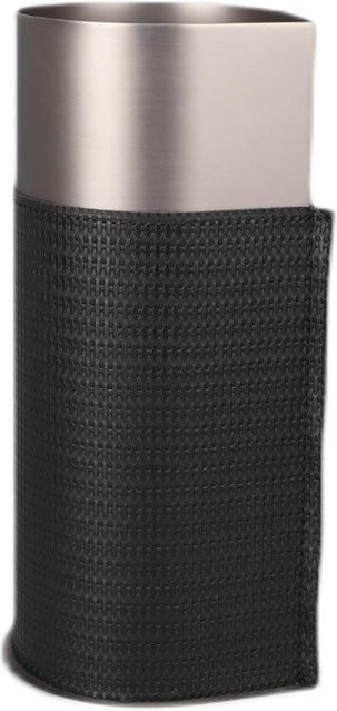 Zylindrische Vase aus geflochtenem Leder für Blumen und Trockenblumen, Dekoration für Wohnzimmer und Esszimmer, Durchmesser: 11,5 cm, Höhe: 14,0 cm - Bild 1