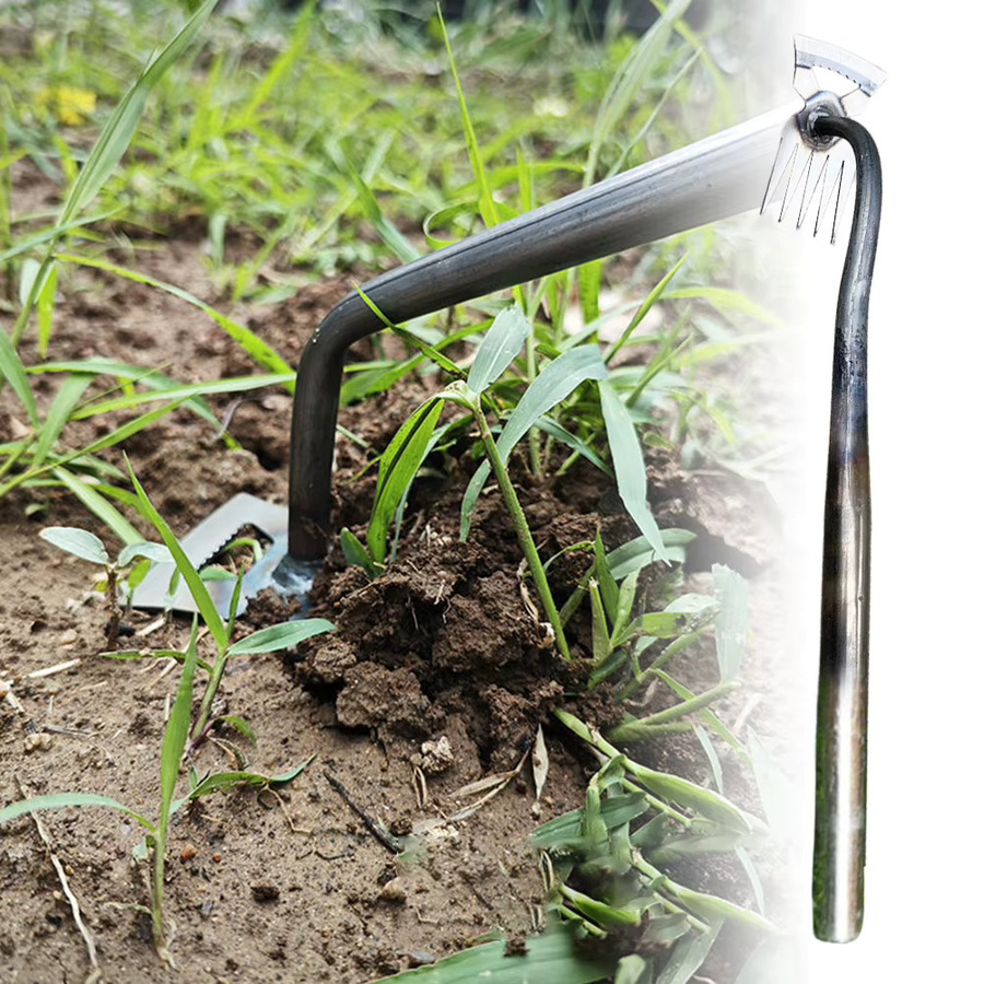 APWIKOGER 2 in 1 Unkrautentferner mit ergonomischem Griff, manuelle Unkrautgabel und Gartenschaufel in Blau und Silber - Bild 3