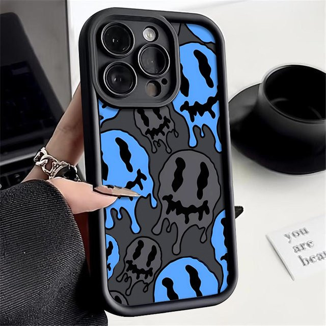 MOESOE Stoßfeste TPU-Handyhülle mit Geister-Skelett-Muster für iPhone 11 bis iPhone 16 Pro Max in Schwarz und Multicolour - Bild 1