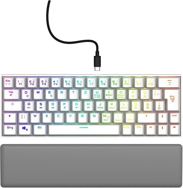 uRage Exodus 760 Mechanical Mini Gaming Tastatur mit roten Switches in Weiß (QWERTZ DE) - Bild 1