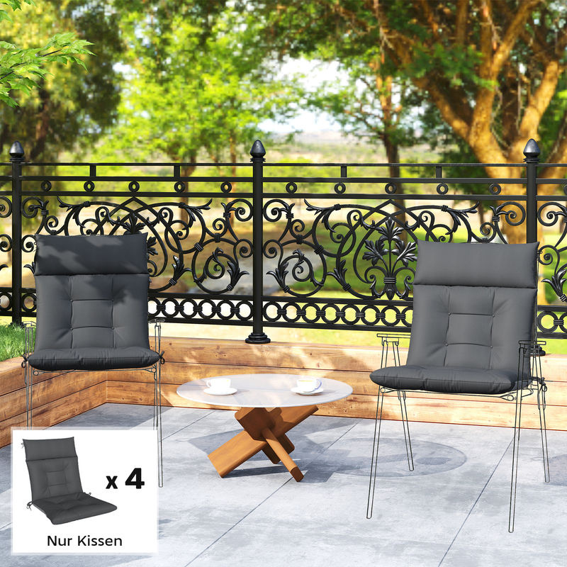 Outsunny 4er Set Sitzkissen Dunkelgrau, wasserabweisend und rutschfest, B/B/H: 111,5 x 53 x 8 cm - Bild 2