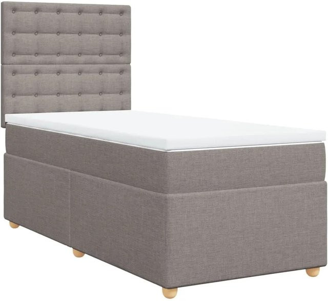 vidaXL Boxspringbett mit Matratze Hybrid-Design in Taupe, B/T/H: 90 x 200 cm, mit USB-Anschluss und Unterbettbeleuchtung - Bild 1