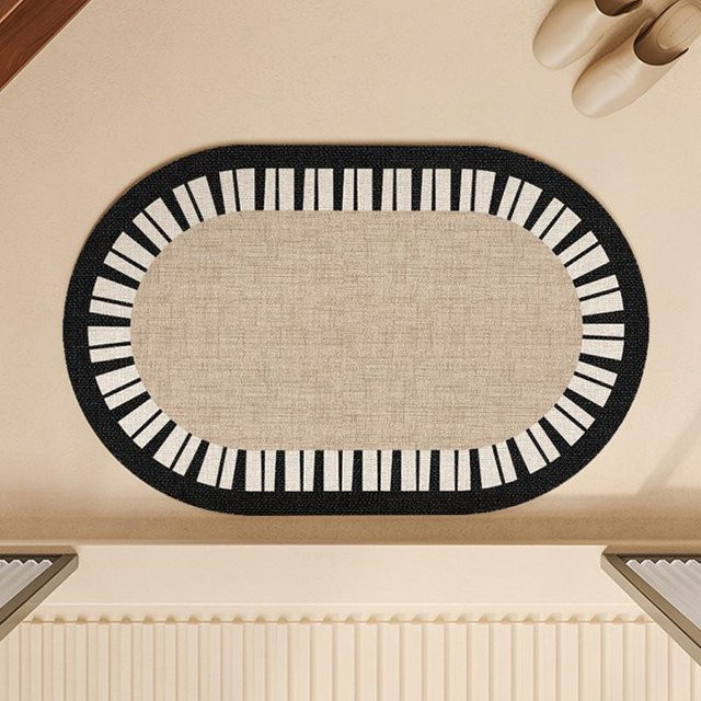 Yiran Furniture Badezimmer-Bodenmatte aus Kieselgur, oval, beige, B/B: 60 x 90 cm - Bild 1