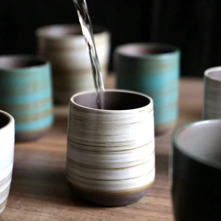 Handbemalte Steinzeugtasse mit Crackle-Glasur im Vintage-Stil, Keramiktasse für Kaffee und Tee, spülmaschinenfest - Bild 3