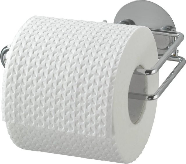 Wenko WC-Papierhalter Turbo-Loc aus Edelstahl in Silber zur selbstklebenden Befestigung ohne Bohren - Bild 1