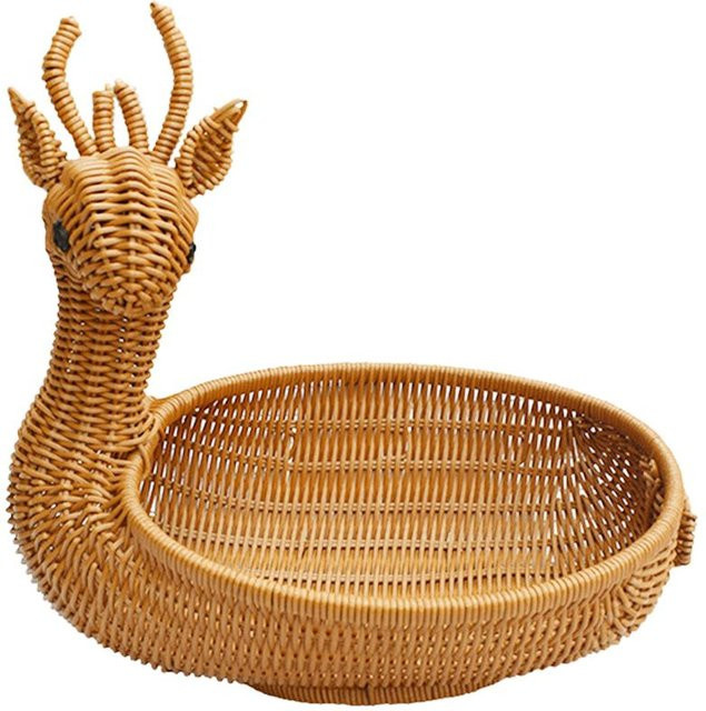 CosyHome Aufbewahrungskorb in Tierform aus Rattan-Optik, braun, B/T/H: 32,0 x 22,0 x 0,238 cm - Bild 1