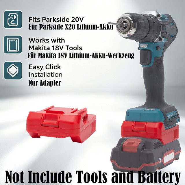Elektrischer Batterieadapter Konverter für Parkside X20V Team Lithium Akkus auf Makita 18V LXT BL Elektrowerkzeuge in Rot - Bild 1