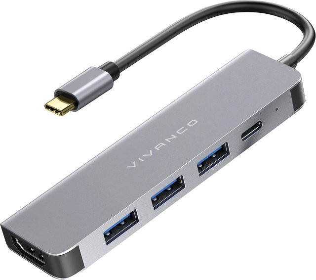 Vivanco 3-in-1 USB-C Hub mit USB-A und HDMI in Grau - Bild 1