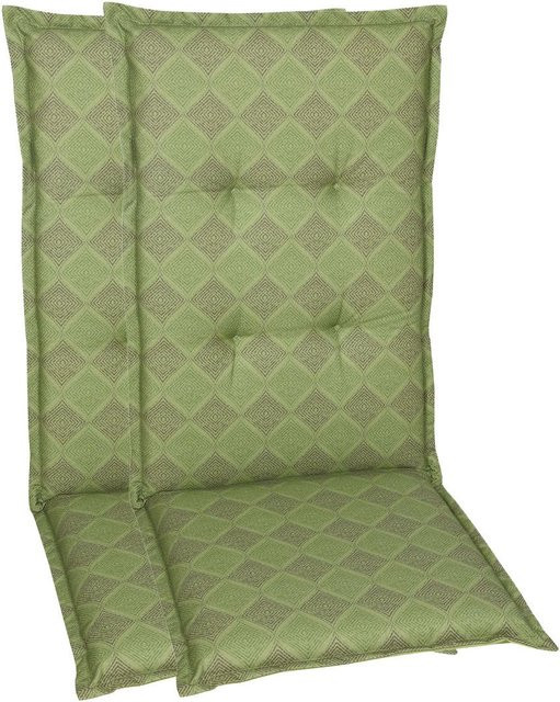 GO-DE TEXTIL Gartenauflage Raute 2er Set in Grün mit Schaumstofffüllung - Bild 1