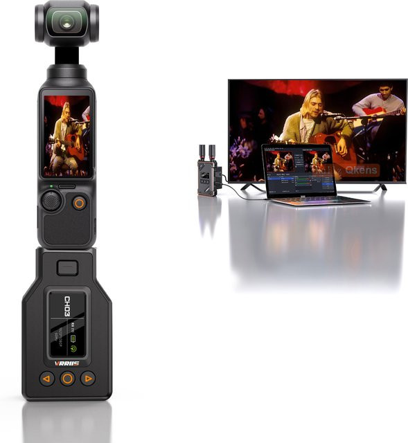 vrriis HD 500m Kabelloser HDMI-Extender Video-Sender und -Empfänger in Schwarz für DJI Osmo Pocket 3 und 4 UVC Videoaufnahme und Live-Streaming - Bild 1