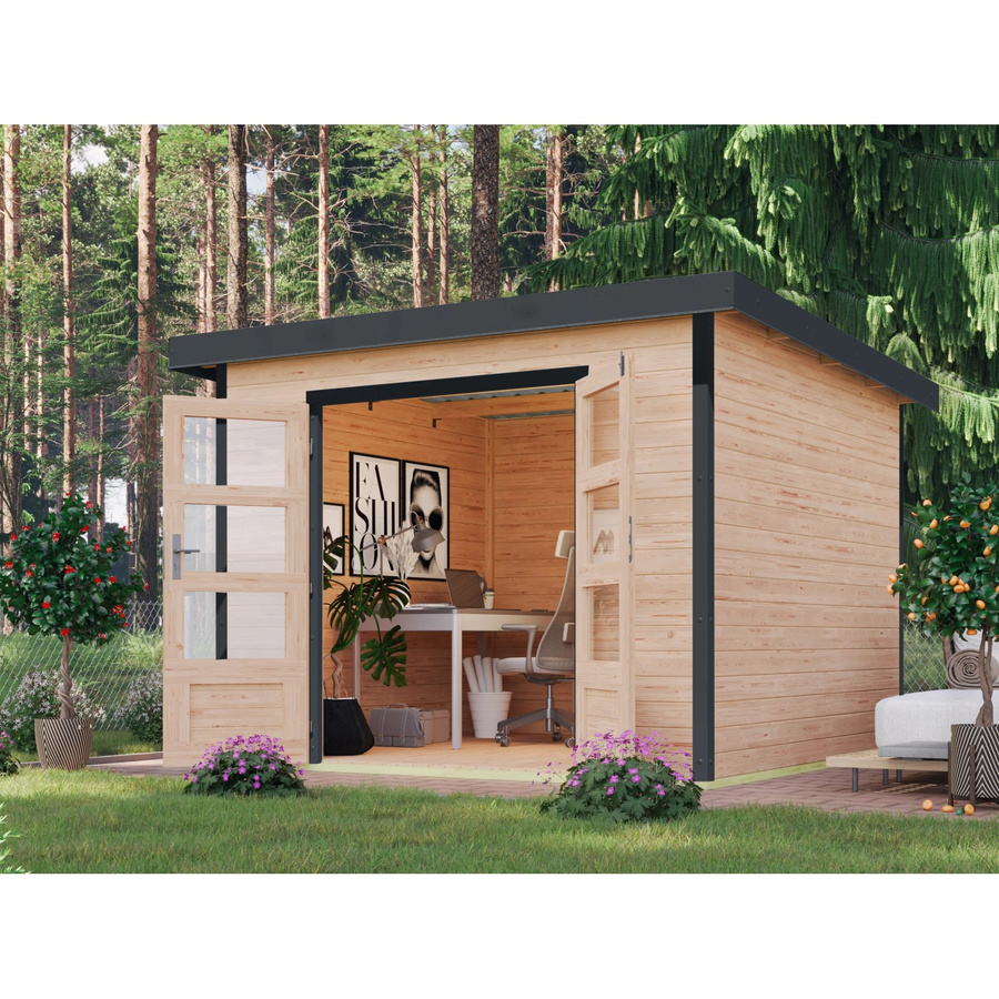 Karibu Gartenhaus Domingo A in Anthrazit mit Trapezblechdach und 7 m² Grundfläche - Bild 2
