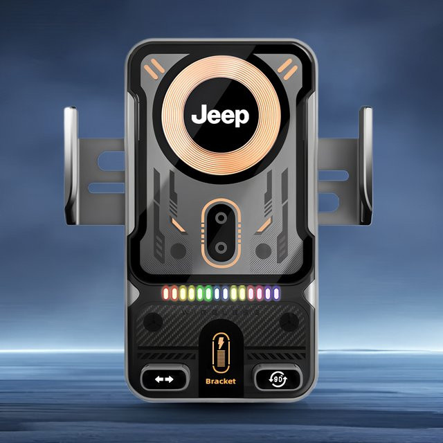 Drahtlose Auto-Telefonhalterung für Jeep Renegade, Compass, Grand Cherokee, Wrangler JK und Gladiator in Schwarz - Bild 1