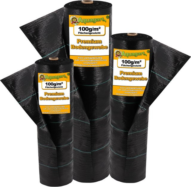 Aquagart Bodengewebe Unkrautfolie Mulchfolie Schwarz, 200 m², Breite: 2 m, Gewicht: 100 g/m² - Bild 2