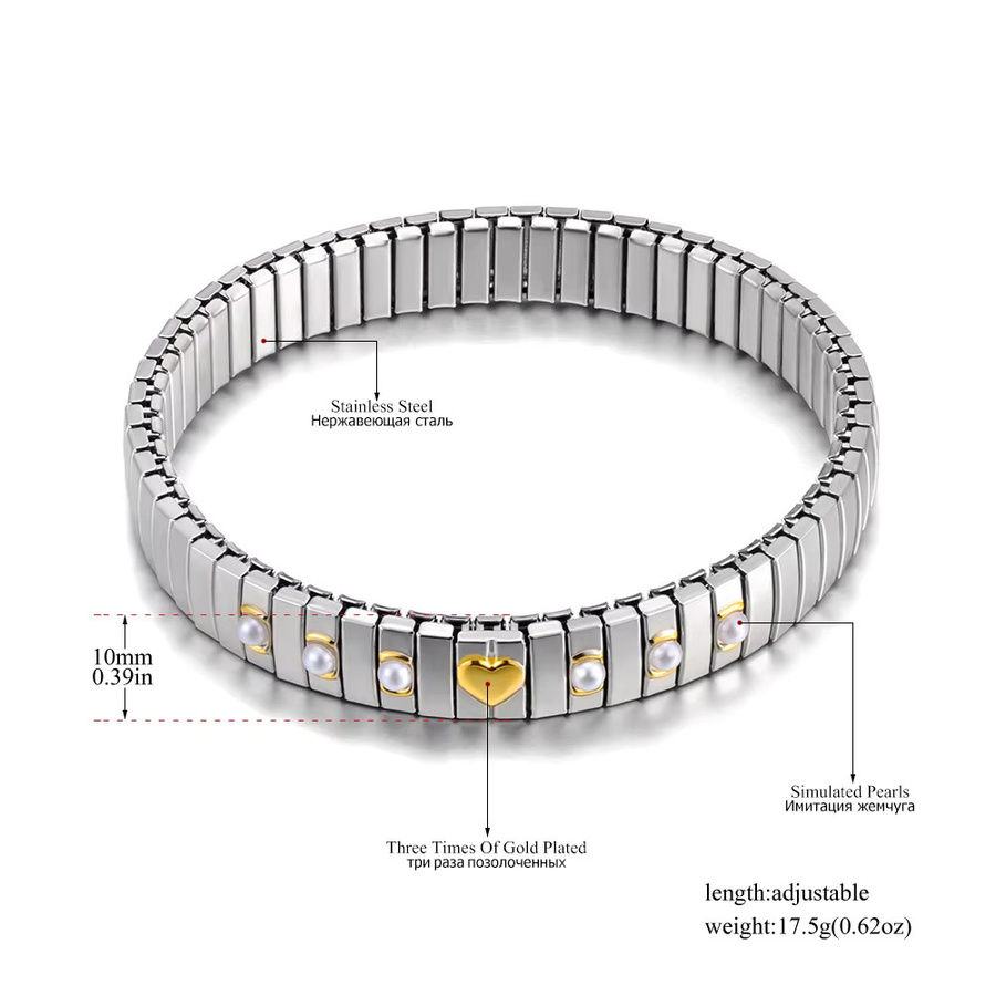 JeeMango Armband, vergoldeter Edelstahl, Perlen-Herz-Design, Damen - Bild 2
