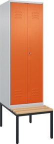 C+P PSA Doppel-Spind Classic PLUS Sitzbank mit 2 Abteilen aus Buche-Hartholz und Stahl, B/T/H: 212,0 x 60,0 x 81,5 cm - Bild 1