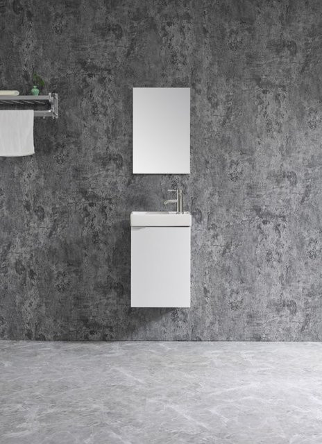 Sanotechnik Nova Waschbecken-Set für Bad und Gäste-WC in Weiß mit Unterschrank, Waschbecken und Spiegel, B: 40 cm, H: 60 cm - Bild 1