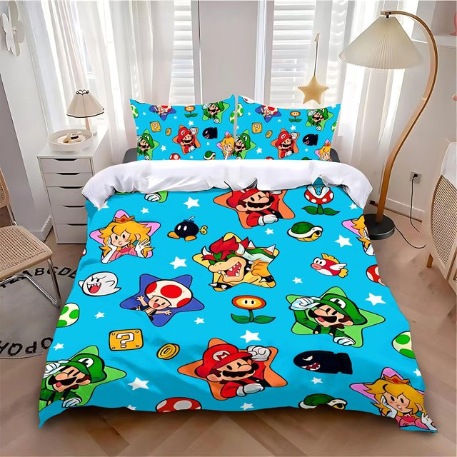 Bettwäsche-Set Mario mit Bettbezug und Kissenbezug, Blau, B/H: 135 x 200 cm - Bild 1