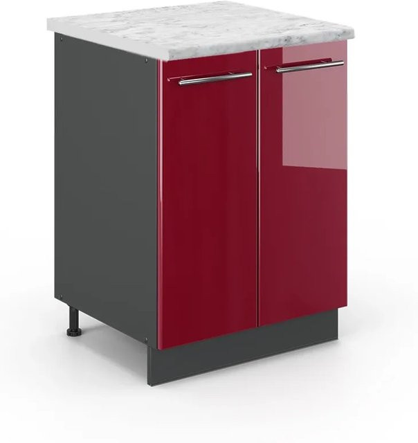Vicco Küchenunterschrank Fame-Line Bordeaux Hochglanz Anthrazit B: 60 cm, T: 29,03 cm, H: 82 cm - Bild 1