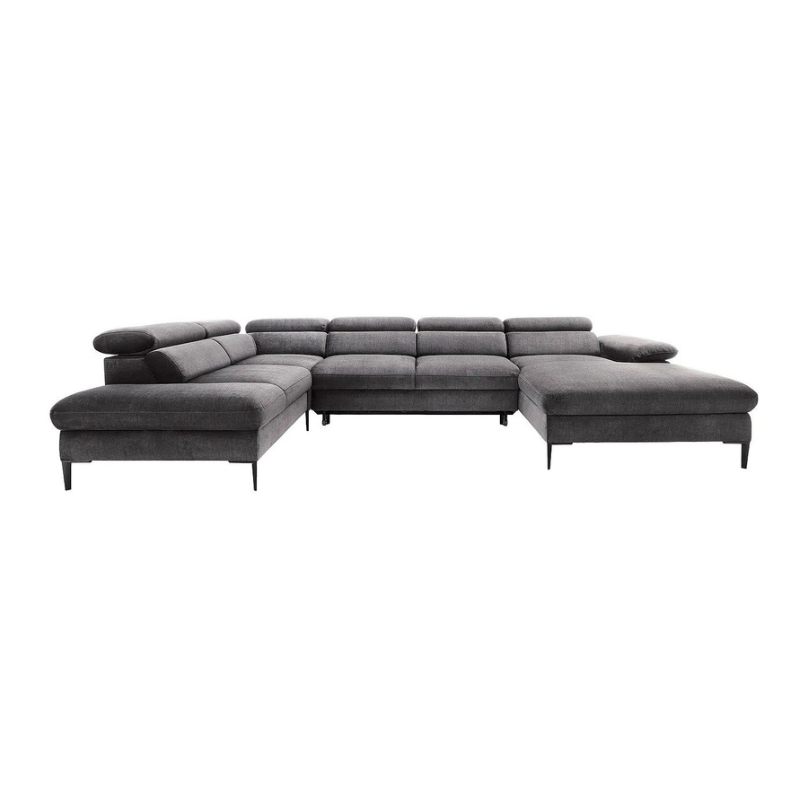 Schlafsofa Sepina von Pascal Morabito in Anthrazitgrau mit L-Form und Samtbezug, Breite: 353 cm - Bild 2