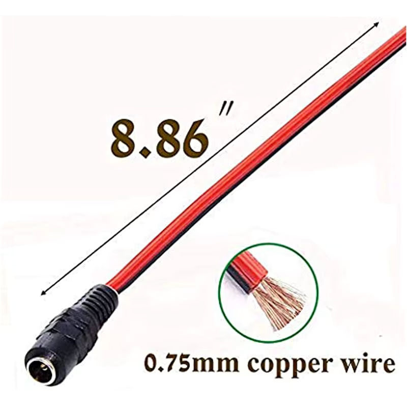 HONGPOE 10er Set DC Stecker und Buchse Kabel zur Verlängerung für 12V LED-Streifen, Maße: 5,5 x 2,1 mm - Bild 3