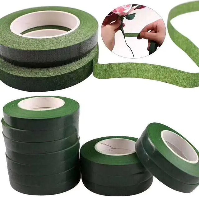 Selbstklebendes grünes Washi-Papierband für Blumenstiele und Handwerk, 30 m Rolle - Bild 1