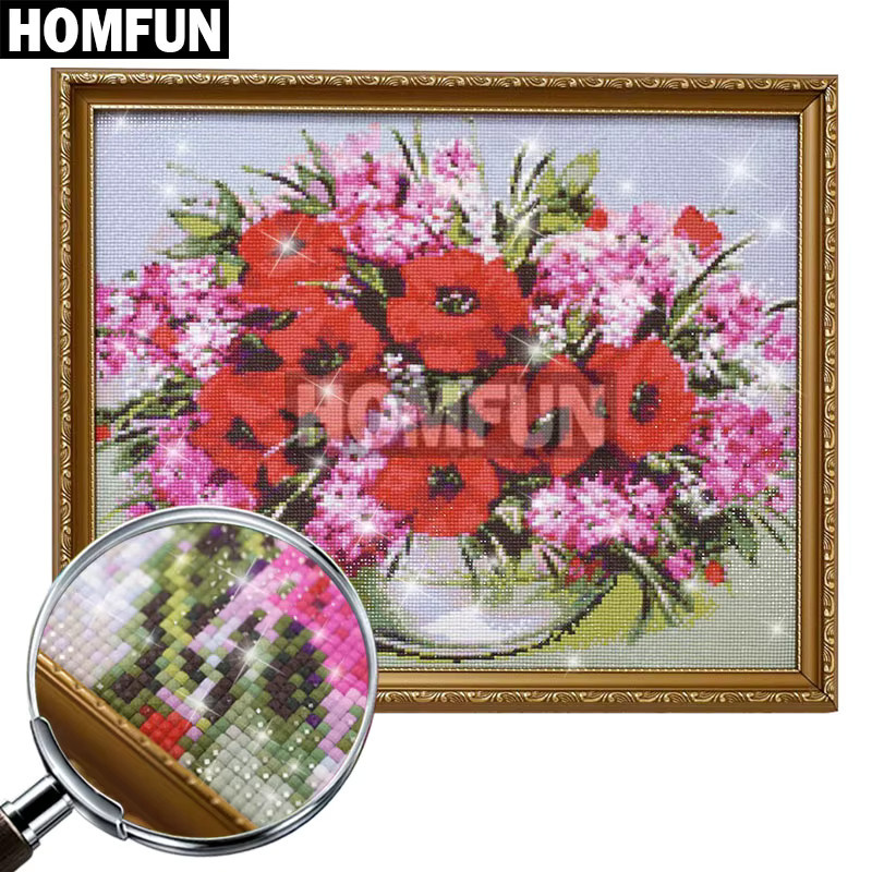 HOMFUN Diamond Painting Blumenlandschaft 5D DIY Diamant Stickerei mit runden Steinen in Mehrfarbig - Bild 1