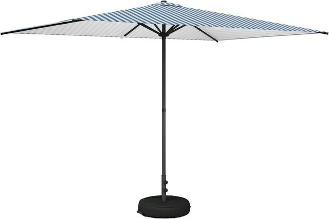 vidaXL Sonnenschirm mit Fuß, rechteckig, blau-weiß, Polyester und Stahl, B: 300 cm, H: 228 cm, T: 200 cm - Bild 1