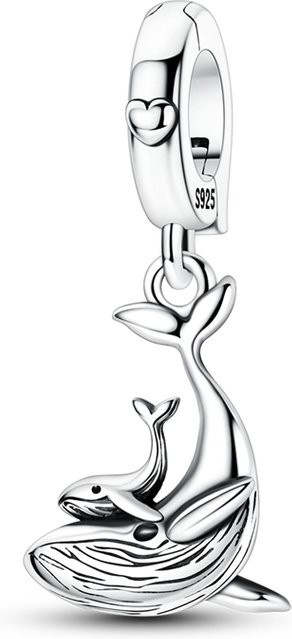 Parmuz Anhänger 925 Sterling Silber, Perle, Zirkon, Mutter-und-Kind-Buckelwal, Damen - Bild 1