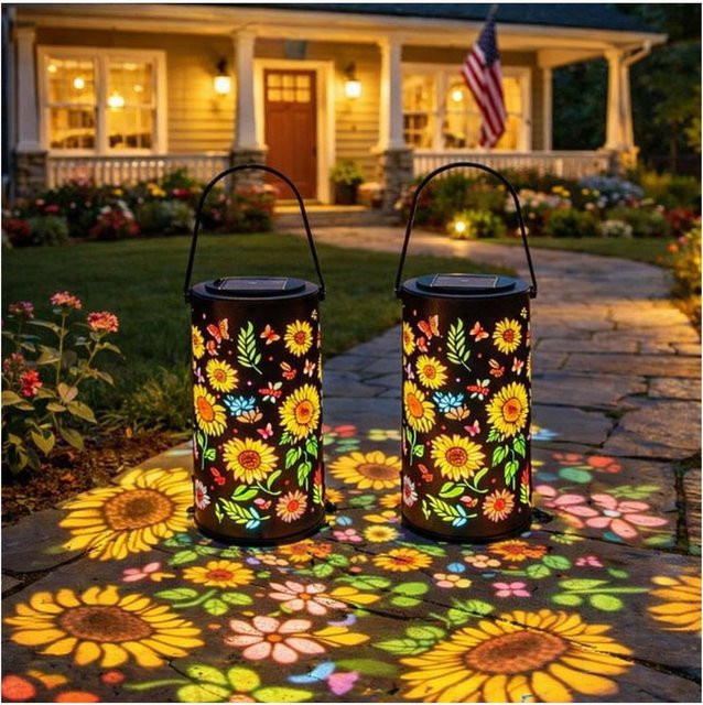 Leclstar Sonnenblumen Solarlaternen für den Außenbereich, wasserdichte solarbetriebene Gartenleuchten in Multicolor zum Aufhängen - Bild 1