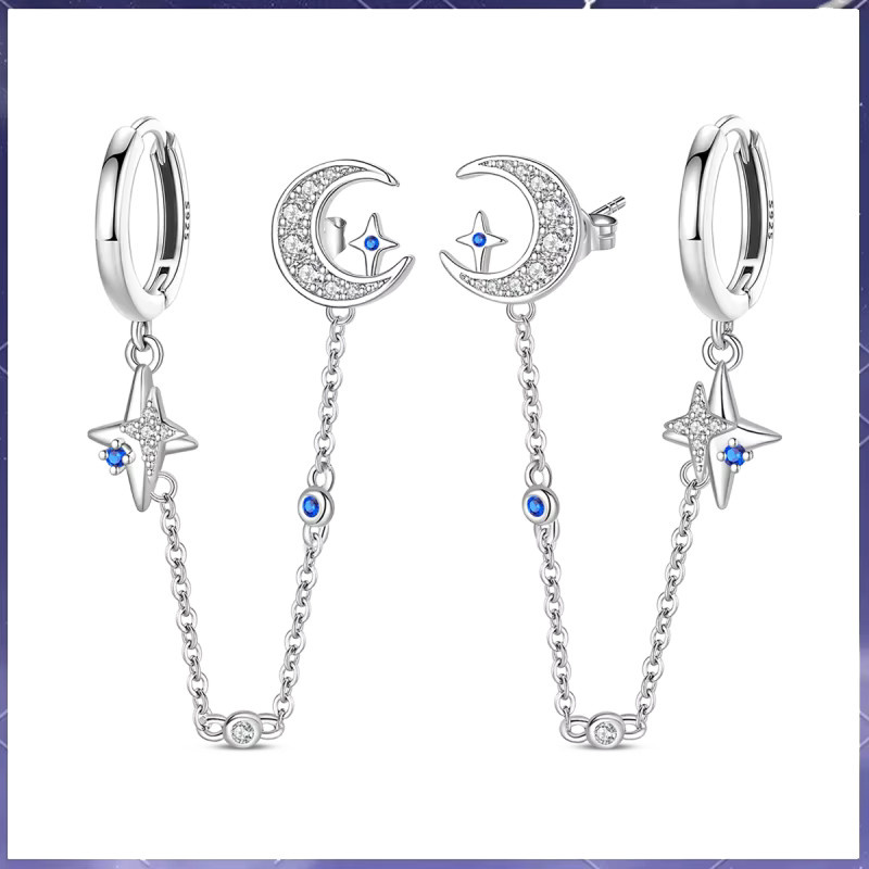 Quastenohrringe 925 Sterlingsilber, Stern, Damen - Bild 3