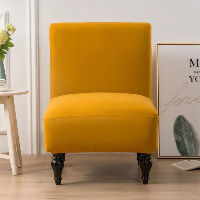 Traummacher Stretch Stuhlbezug Gelb, Waschbare Armlose Sitzhusse für Esszimmerstühle - Bild 1