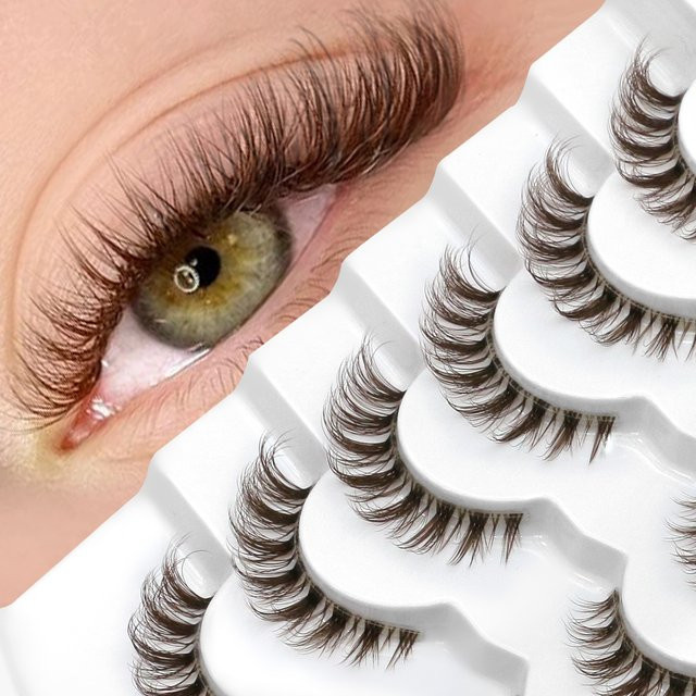 LASVIREY Künstliche Wimpern, Braun, D-Curl, Unisex - Bild 1