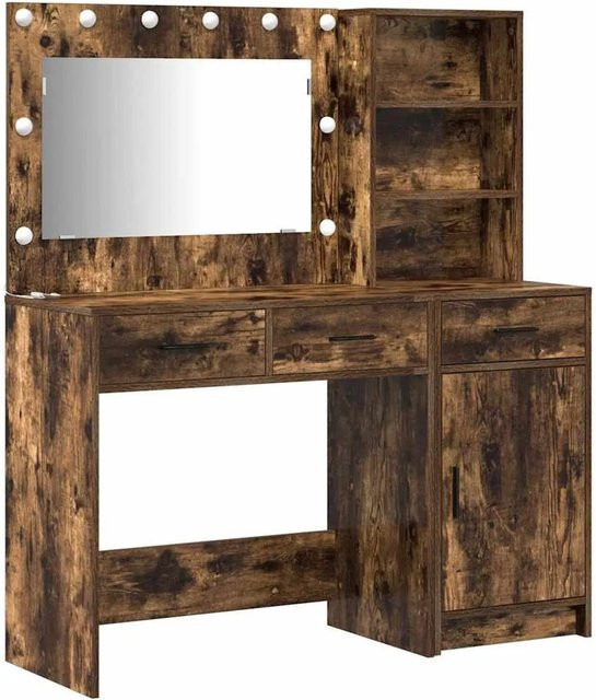 vidaXL Schminktisch 2-teilig in Rauchbeiche Braun mit LED-Beleuchtung, B/T/H: 78,5 x 41,0 x 135,0 cm - Bild 1