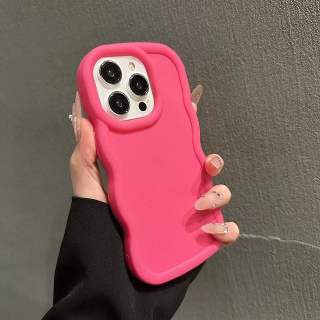 YULIN Handyhülle mit lockiger Welle in Pink für iPhone Modelle, stoßfester Bumper - Bild 1