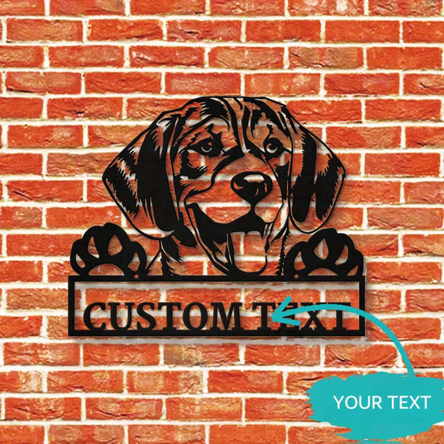 Personalisiertes Beagle Hund Metallschild von Hello Young in Schwarz als Wandbehang mit individuellem Text - Bild 4