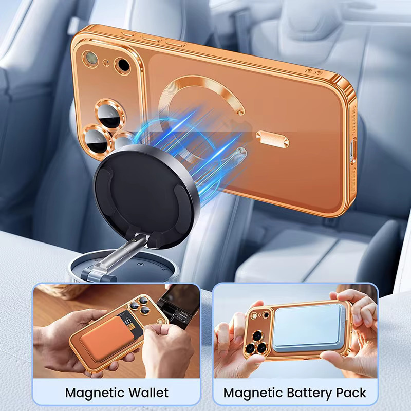 MagSafe Handyhülle für Apple iPhone 17 Pro Max, 17 Pro und 17 Air in Orange mit luxuriösem Kameraobjektiv-Schutz und magnetischer Beschichtung - Bild 3