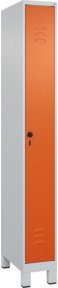 C+P Spind Classic PLUS Garderobenschrank mit 1 Abteil, Füße, Grau und Orange, H x B x T: 195 x 50 x 25 cm - Bild 1