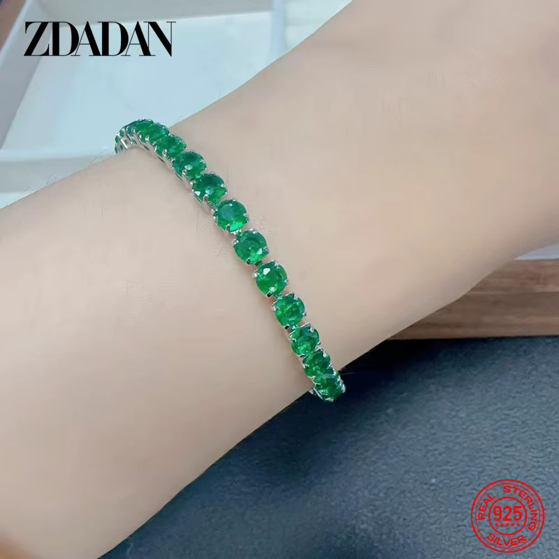 ZDADAN Armband 925 Silber, Bicolor, Grün, Zirkonia, Damen - Bild 2
