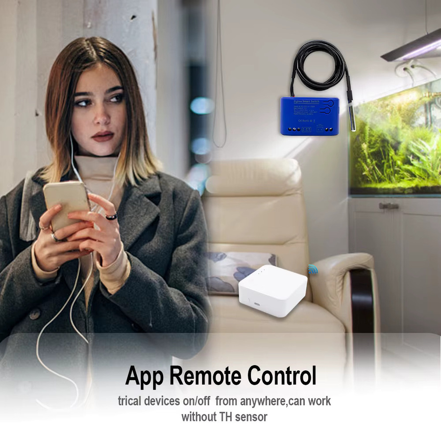 Scimagic-RC Zigbee Temperatur Smart Switch 1 Gang Passives Trockenkontaktrelais Kompatibel mit Tuya App Alexa und Google Home Blau - Bild 4