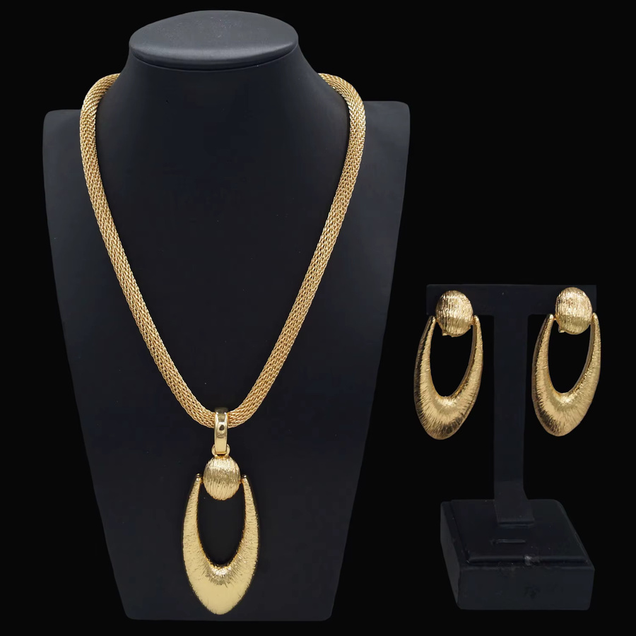 SYHOL Schmuckset, Halskette und Ohrring, vergoldet, Damen, Tropfen-Anhänger - Bild 3
