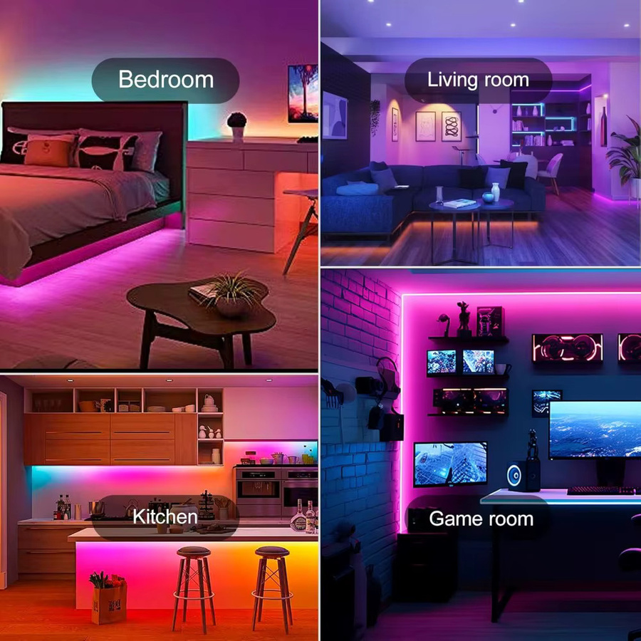 YSRSAI RGB COB LED-Streifen Set mit Bluetooth-Steuerung und Fernbedienung, 5V USB Multicolor Neon-Beleuchtung für TV-Hintergrundbeleuchtung und Raumgestaltung, Schwarz - Bild 5