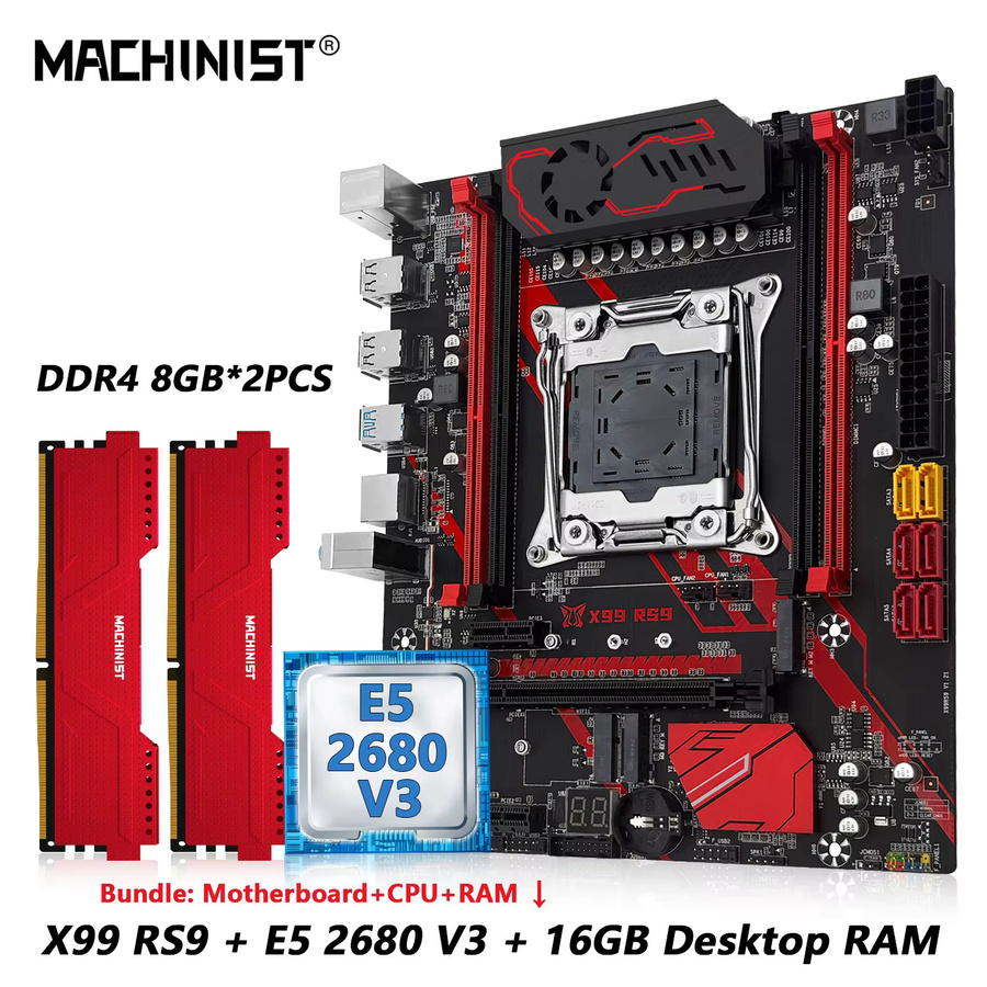 MACHINIST X99 RS9 Motherboard Kit mit Intel Xeon E5 2680 V3 CPU, 16 GB DDR4 RAM und USB 3.0 in Schwarz - Bild 3