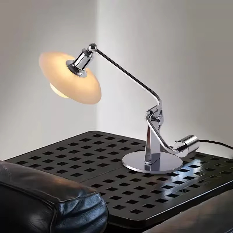 ZIMULONG Klassische Tischlampe im Vintage-Stil mit Glas und verstellbarem Langarm in Transparent oder Weiß - Bild 4