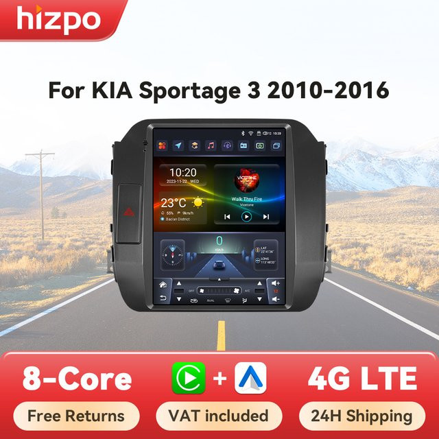 Hizpo Android Auto Radio für KIA Sportage 3 (2010-2016) mit Carplay, 4G, GPS und Multimedia-Funktionen in Schwarz - Bild 1